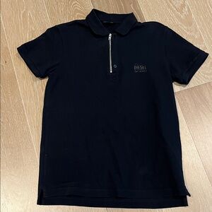 Diesel Midnight Black Polo with Zip Accent